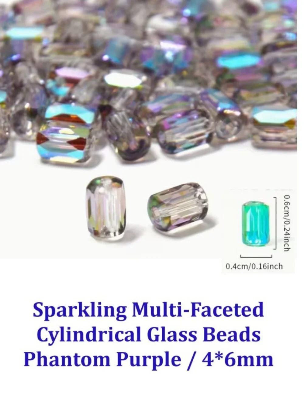 Sparkling Multi-Faceted  Cylindrical Glass Beads Phantom Purple / 4*6mm 40 Beads